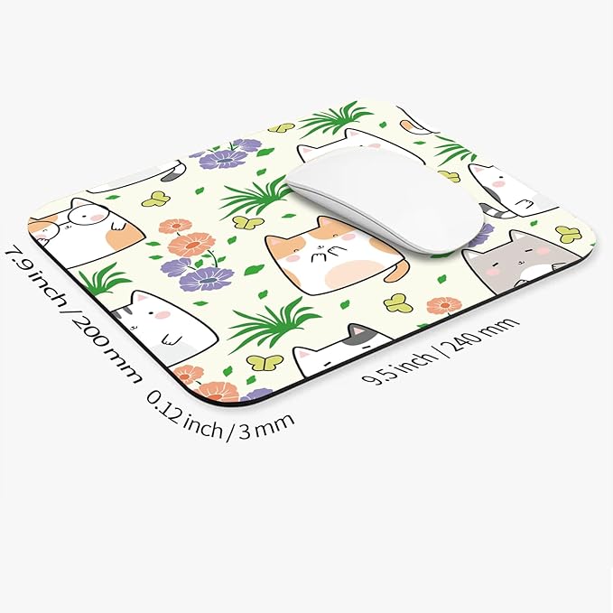 Armanza Square Mouse Pad Cute Cat, Personalized Premium-Textured Custom Mouse Mat Design, Washable Mousepad Cloth, Non-Slip Rubber Base Computer Mouse Pads for Wireless Mouse