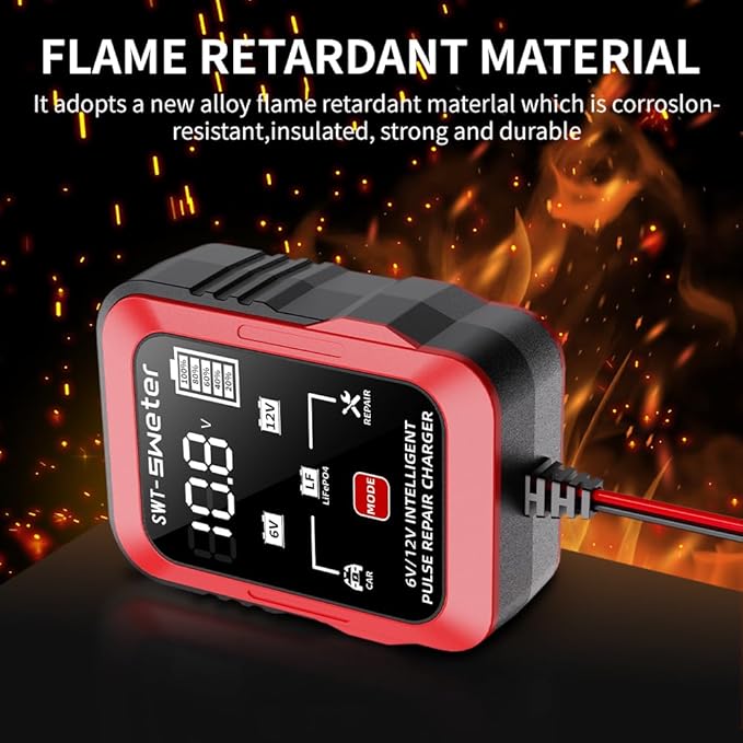 1.5A 6V/12V Smart Battery Charger – Automatic Maintainer, Trickle Charger & Desulfator with Overcharge Protection & Temperature Compensation – for Lead-Acid Batteries