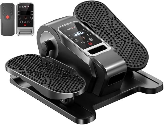 Under Desk Elliptical Machine, Electric Seated Pedal Exerciser, Min Leg Exerciser with Remoter, 12 Level Speeds, Forward & Reverse Direction, Manual & Auto Mode for Home Office