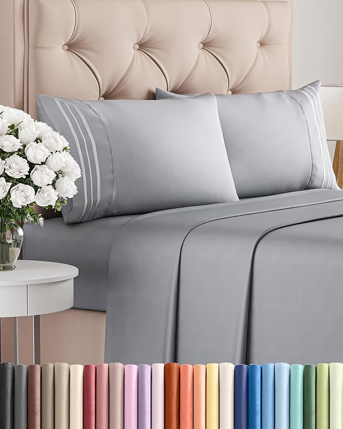 Queen Size 4 Piece Sheet Set - Comfy Breathable & Cooling Bed Sheets Set - Hotel Luxury Bedding for Women, Men, Kids, Teens, Boys & Girls - Deep Pockets, Soft and Wrinkle Free - Oeko-Tex - Steel Blue