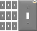ENERLITES Toggle Light Switch Wall Plate Cover, Gloss Finish, Size 1-Gang 4.50" x 2.76", Unbreakable Polycarbonate Thermoplastic, 8811-GR-10PCS, Gray (10 Pack), Grey