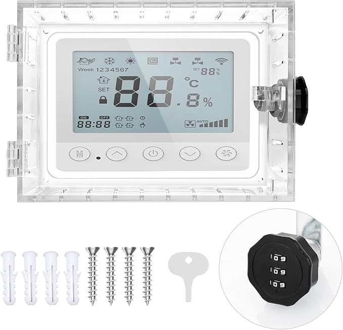 Young Dance Universal Thermostat Combination Lock Box, Clear Large Thermostat Guard for Wall Thermostats, Thermostat Cover Fits Thermostats 6.5 "H x 4.72 "W x 1.97 "D or Smaller (1 Set)