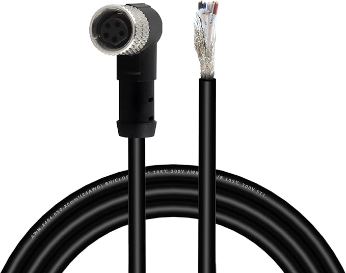 Lonlonty M8 Connector Aviation Sensor Cable - Female 5 Pin Right Angle 6.5Ft/2M Aviation Socket Shielded Electrical Cable for Industrial Automation Control,Fieldbus Module,Device Network