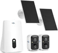 Hiseeu Security Cameras Wireless Outdoor, 2 Cam-Kit, Expandable to 10CH, No Monthly Fee, Solar-Powered, Home Security Cameras System with 2K Color Night Vision, Easy Setup, 2.4G & 5G WiFi