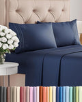 Cal King Size 4 Piece Sheet Set - Comfy Breathable & Cooling Bed Sheets Set - Hotel Luxury Bedding for Women, Men, Kids, Teens, Boys & Girls - Deep Pockets, Soft, Wrinkle Free - Oeko-Tex - Navy Blue