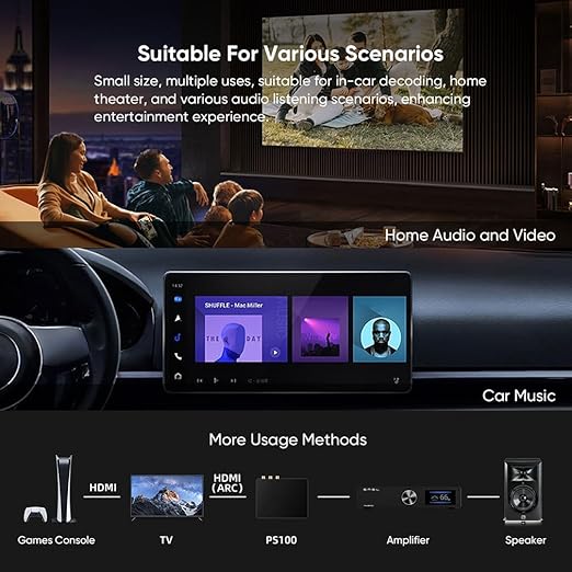 SMSL PS100 Digital to Analog Audio Converter, USB/Optical/Coaxial/HDMI ARC to Stereo L/R RCA Output DDC Digital Toslink SPDIF 192kHz DAC Converter for PS5/HDTV/DVD/Blu-Ray Players/Home Cinema Systems