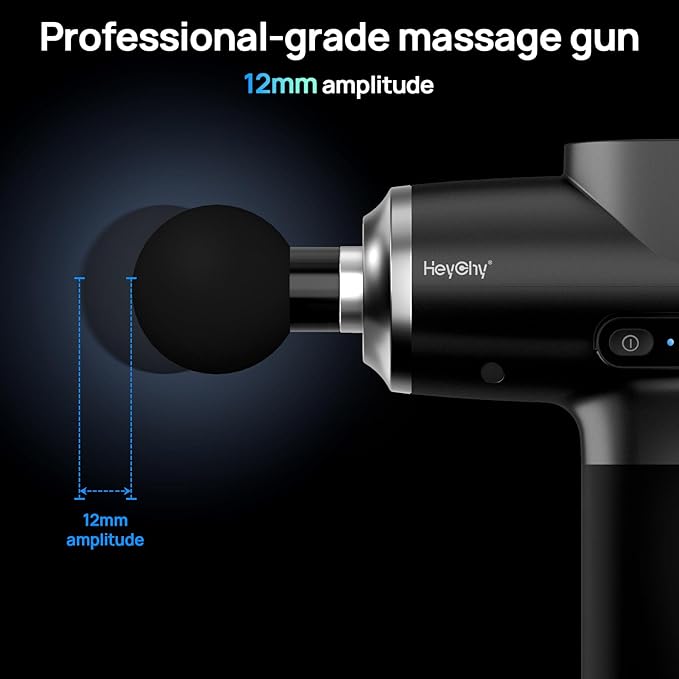 HEYCHY Professional Muscle Massage Gun with Heat, Portable Handheld Muscle Massager, Percussion Back Body Masajeador 12mm Amptitude for Athletes, Runner,Electric Back Massager for Men Women