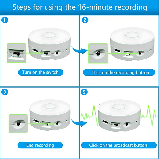 JRGKJCP 16 Minutes Voice Recorder, Record Custom Message for Crafts, Stuffed Bear, Baby Doll, and Pillow (2Pack + White)