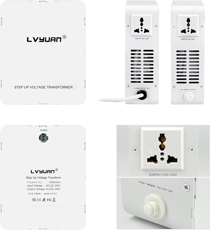LVYUAN 2000W Voltage Transformer Step Up/Down Converter, 110V/120V to 220V/240V, Circuit Breaker Protection, 3 Year Warranty