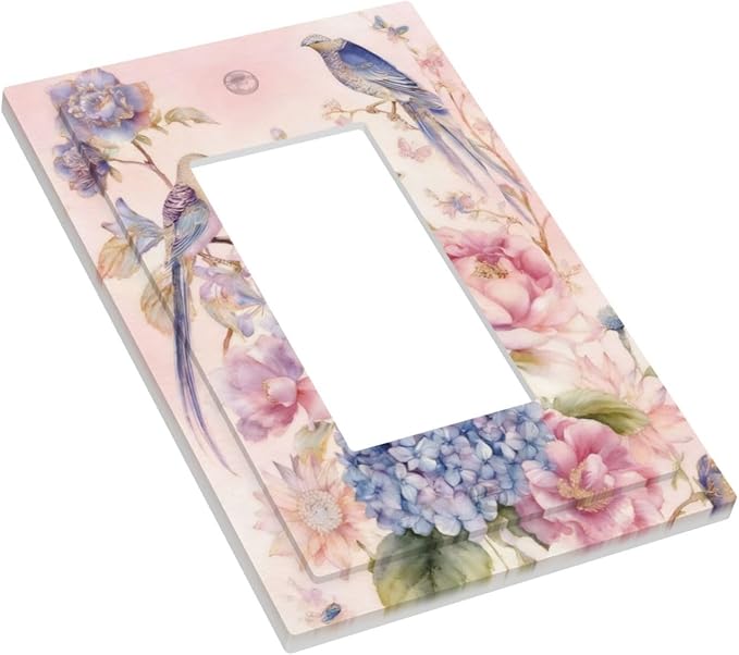 Bvtewkhz Floral Birds Morris 1 Gang Single Rocker Decorative Outlet Covers Light Switch Plate Electrical Receptacle Switchplate For Bathroom Kitchen Bedroom