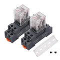 TWTADE/2PCS AC 24V Relay 10A Electromagnetic Power Coil Relay 10A 8 Pins 2DPT 2NO 2NC with Indicator Light, Socket Base & DIN Rail -YJ2N-LY