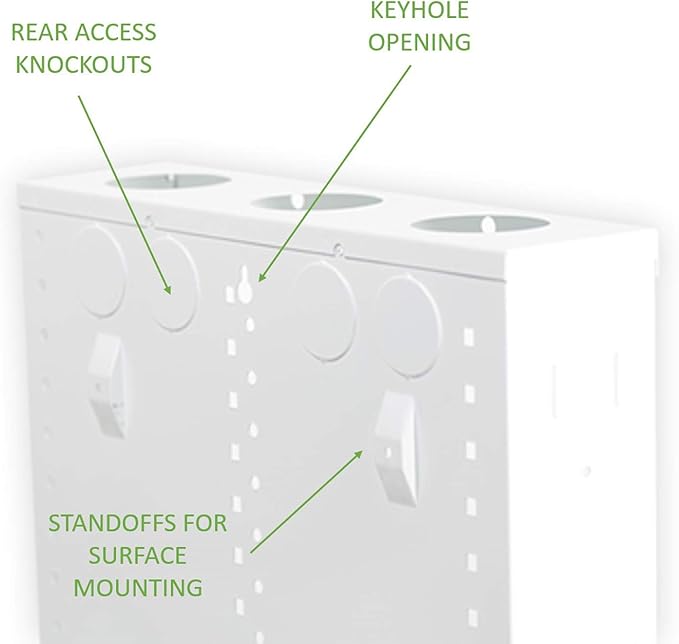 On-Q 20" Structured Media Enclosure with Hinged Cover Lock, Glossy White, Surface or Flush Mount