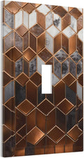Bvtewkhz Brown Abstract Luxury Modern Geometric Cubic Marble 1 Gang Single Toggle Decorative Light Switch Covers Electrical Faceplate Switch Plates for Bathroom Kitchen Home