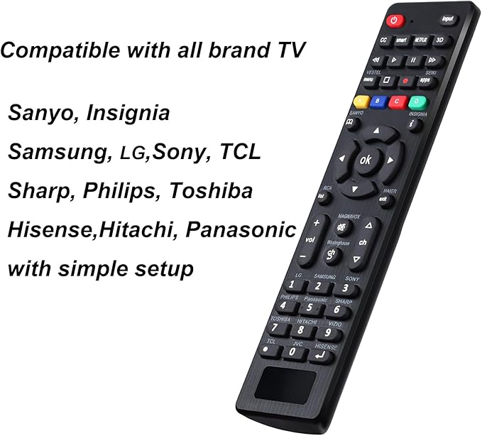 Universal TV Remote for Samsung, TCL, Philips, Vizio, Sharp, Sony, Panasonic, Sanyo, Insignia, Toshiba and Other Brands LCD LED 3D HDTV Smart TV Remote Control