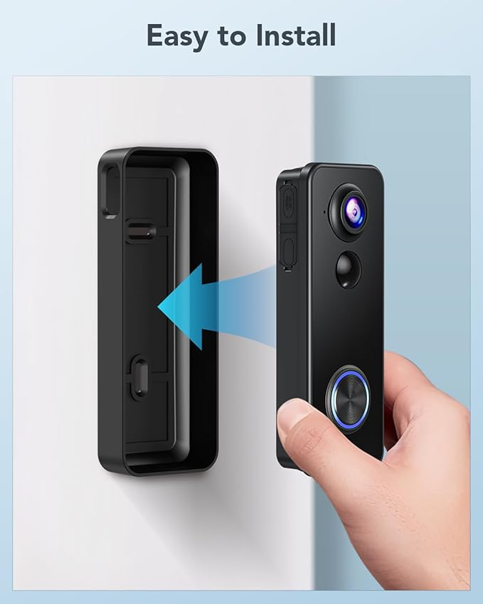 XTU Battery Doorbell, 180° Head-to-Toe Video, Live View with Two-Way Talk, No Monthly Fee, 2.4G Wi-Fi with Chime, Local/Cloud Storage, Human Detection, Compatible with Alexa & Google Home