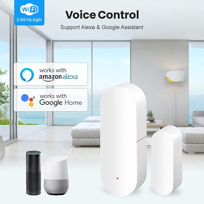 WiFi Door Sensor: Smart Door Open/Closed Detectors, Wireless Window Sensor with App Notification Alert, Contact Sensor for Home Security, Compatible with Alexa Google Assistant (4pack)