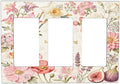 Bvtewkhz Floral Plant Watercolor Flowers 3 Gang Triple Rocker Decorative Outlet Covers Light Switch Plate Electrical Receptacle Switchplate For Bathroom Kitchen Bedroom