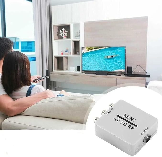 SAIZHUO Video Converter,AV to RF Mini Video Converter Box Driver-Free Adapter TV Signal Switcher 67.25Mhz 61.25Mhz,AV to RF Signal Converter Guaranteed,Stable Performance