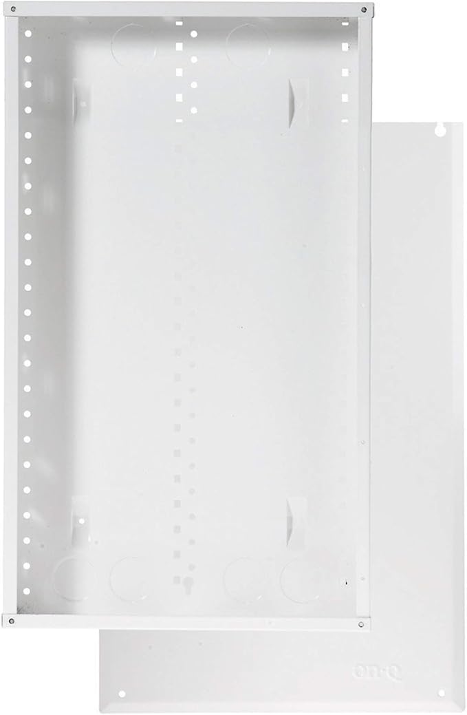 Legrand - OnQ 28 Inch Cable Management, In-Wall 20-Gauge Media Box, Structured Wiring Enclosure with 2.5 Inch Openings for Wires, Includes Cover Mounting Hardware, White, EN2800