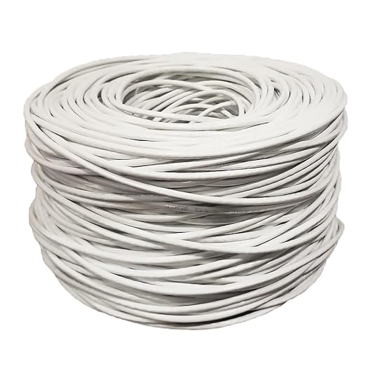 SolidLink CAT5e Ethernet Cable 1000ft – 24AWG Solid CCA UTP Unshielded CAT 5e, High Speed Lan Network, RJ45 Cable, Easy Pull Box Ethernet Cord (White)