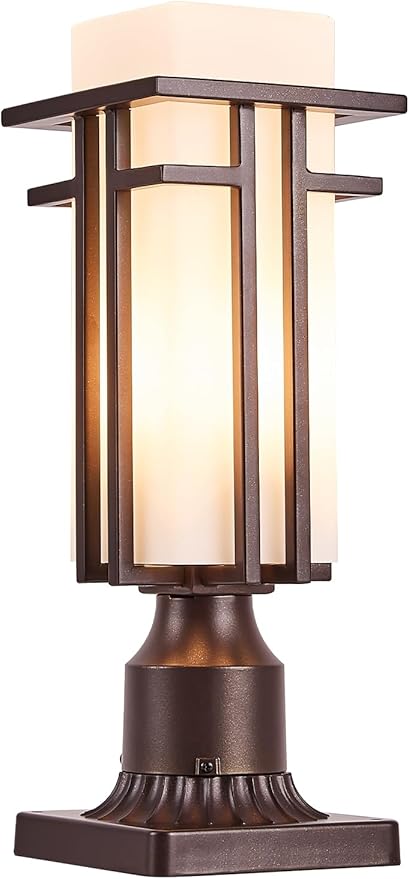 EERU Oil Rubbed Bronze Outdoor Post Lights,Waterproof Pole Mount Light Fixture with Pier Mount Adapter(with 3-Inch Pier Mount Base), Exterior Lamp Post Lantern Head for Yard,Garden Backyard and Porch