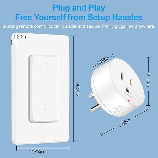 Wireless Wall Switch Remote Control Outlet,GreenCyle 2 Set Remote Control Outlets Plug Switches,15A/1500W,TUV List,No Wiring Needed,300ft RF Range,for Lamp,Fans,Household Appliances