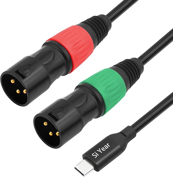SiYear USB C to Dual XLR Male Audio Cable, Type C to 2 XLR Male Adapter Stereo Power Amplifier Cable for Connecting Smartphones USB C to Active Speaker, Laptops,Mixer Console（3.3FT/1M