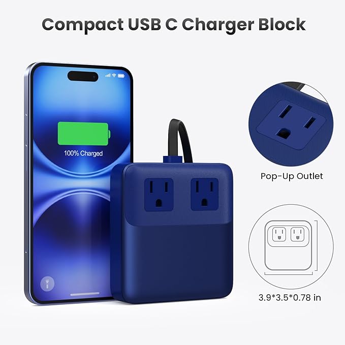 USB C Charger Block,135W GaN Fast Charging Station Hub,6-in-1 USB C Power Strip with 5ft Cord,2 AC & 2 USB A & C,PD 65W Laptop Charger for MacBook Air/Pro,iPhone16/15,Galaxy S24 etc