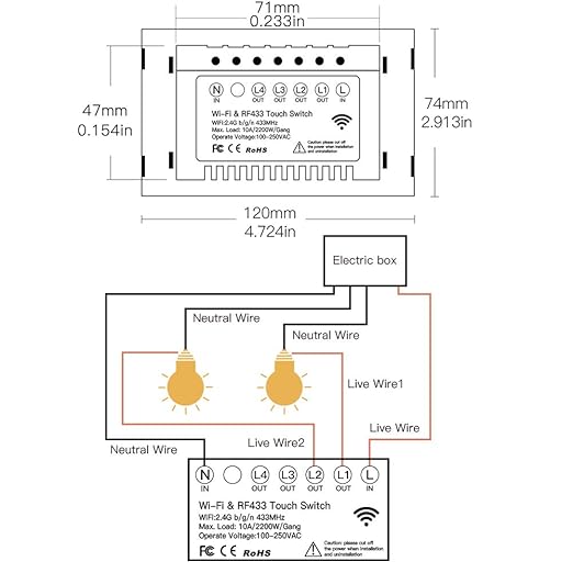 MOES 2.4GHz WiFi Wall Touch Smart Switch Neutral Wire Required, 3 Way Multi-Control, Glass Panel Light Switch Work with Smart Life/Tuya App, RF433 Remote Control, Alexa and Google Home Black 2 Gang