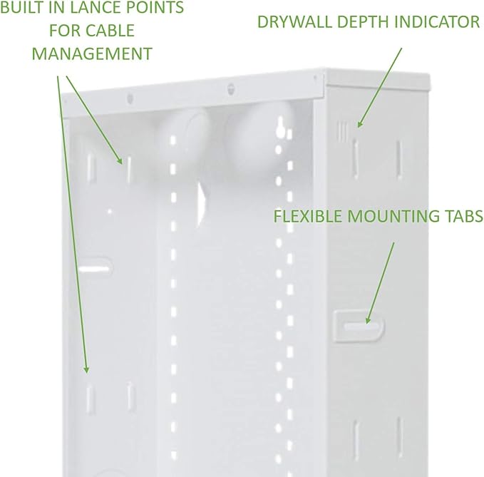 On-Q 28" Structured Media Enclosure with Hinged Cover Lock, 20 Gauge CRS, Flush or Surface Mount