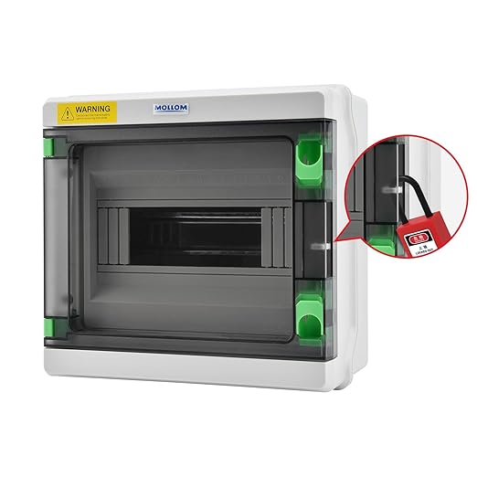 Mollom 9 Way HA Series Power Distribution Box with Bus Bars and Din Rail for Miniature Circuit Breaker MCB,Waterproof IP66,Solar Power Distribution Panel for Indoor and Outdoor Use