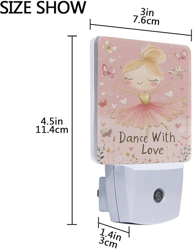 Pigsaly Led Night Light Ballerina Girl Gold Butterfly Night Light Plug in Wall Lamp Smart Dusk to Dawn Sensor Nightlight Led Lamp Energy Saving Lights Gift for Kids Room Bedroom Bathroom Hallway