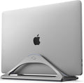 HumanCentric Vertical Laptop Stand for Desks in Space Grey, Upright Adjustable Holder to Dock Apple MacBook Stand, and Other Laptops to Organize Work & Home Office, Automatic Grip