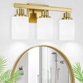 DIKAIDA 3-Light Gold Bathroom Light Fixtures, Modern Vanity Light with Milky White Glass Shade, Gold Wall Lamp Sconces for Mirror, Bedroom, Living Room, Hallway