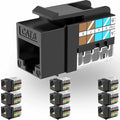 Rapink RJ45 Keystone Jack Cat6 10G Support, Keystone Jacks UTP 10 Pack for Wall Plate and Patch Panel, Rj45 Keystone 90 Degree Black Color for Cat6, Cat5e, Cat5 Cabling