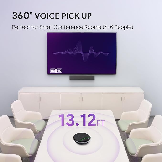 Yealink SP92 Bluetooth Speakerphone with Dongle Conference Speaker and Microphone Full-Duplex Noise Reduction 20h Teams Call 278g Wireless Portable Design Suit for 4-6 Meeting Room