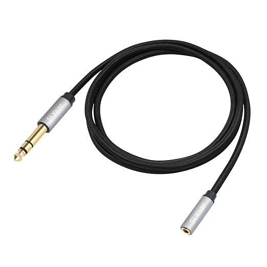 SiYear 1/4" to 3.5mm Headphone Extension Cable,5FT- 6.35mm Quarter inch Male to 1/8 inch Female Stereo Jack Audio Adapter for Amplifiers, Speaker, Guitar Amp,Home Theater, Mixing Console (1.5m-2PACK)