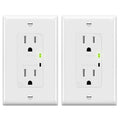TOPGREENER Decorator Receptacle Outlet w/Surge Protector and Grounding Indicator, Child Safe, Tamper-Resistant, Self-Grounding, 900 Joules, 2-Pole, 15A 125V, UL Listed, TGTRSS215R-2PCS