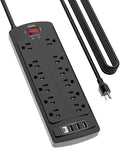 Power Strip, ALESTOR Surge Protector with 12 Outlets and 4 USB Ports(1 USB C Port), 20 Feet Extension Cord (1875W/15A), 2700 Joules, ETL Listed, Black