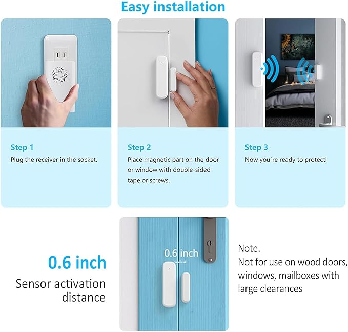 Wireless Door Sensor Chime, Door Open Alarm When Entry Business/Office/Store (500ft Range 51 Ringer Adjustable Volume) Home Alert Bell for Kid/Toddler Safety