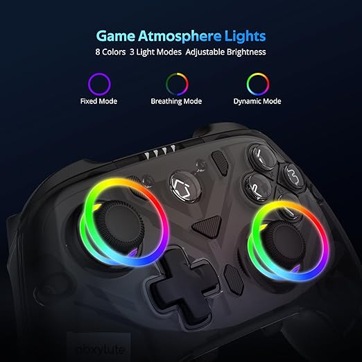 C8 PC Controller - Wireless Bluetooth Gamepad - Hall Effect Joystick RGB Backlit - 1000Hz Polling Rate -Dual Vibrate Macro Buttons for PC, Switch, Switch 2, Steam Deck, Android, iOS, MAC &Tesla Charging Dock