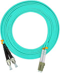 Jeirdus 30Meters 100ft LC to ST Duplex 50/125 10G OM3 Multi-Mode Fiber Optic Cable Jumper Optical Patch Cord LC-ST