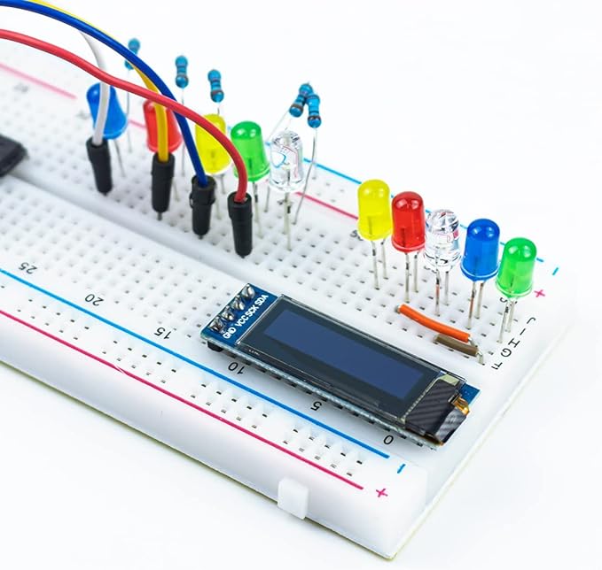 Hosyond 5 Pcs 0.91 Inch I2C OLED Display Module IIC OLED Screen DC 3.3V~5V Compatible with Arduino Raspberry PI (White Display Color)