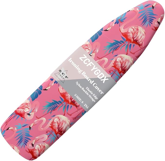 ZCFYGDX Flamingo Palm Leaf Print Ironing Board Covers (14 x 45 in) Hook & Loop Elastic Edge Easy to Install, Scorch Resistant,Lightweight & Breathable Anti-Slip & Wear-Resistant Home Size-S