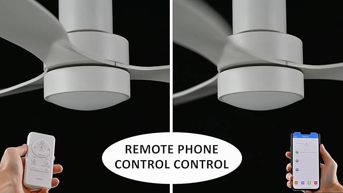 SMAAIR 52" Smart Flush Mount Ceiling Fans with Lights and Remote, Quiet DC Motor, 3-Blade Modern Ceiling Fan, Low Profile Ceiling Fan works with APP/Voice, 8H Timer &24H Schedule, ABS Blades, White