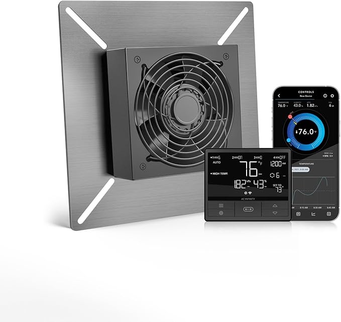AC Infinity AIRTITAN T3, Ventilation Exhaust Fan 6" with WiFi Temperature Humidity Controller, EC Motor for Crawl Space, Basement, Garage, Attic, Hydroponics, Grow Rooms