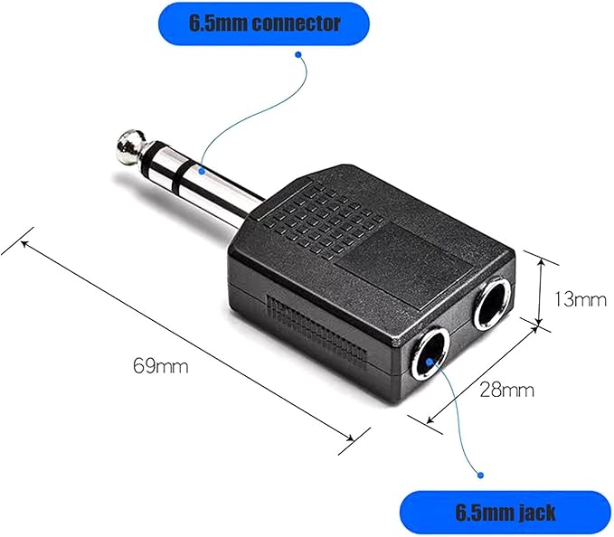 Sairps 1/4 Audio Splitter TRS Stereo Plug Interconnect Audio One Male 6.35mm(1/4 inch) and Two Females 6.35mm(1/4Inch) Adapter Splitter-2pcs