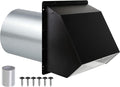 4 Inch Hooded Wall Vent with Screen and Damper,Outdoor Dryer Vent Cover for 4 inch Pipe,Wall Exhaust Vent Cover Cap External Extractor for House Ventilation&Outside Air Exhaust,Galvanized Steel,Black