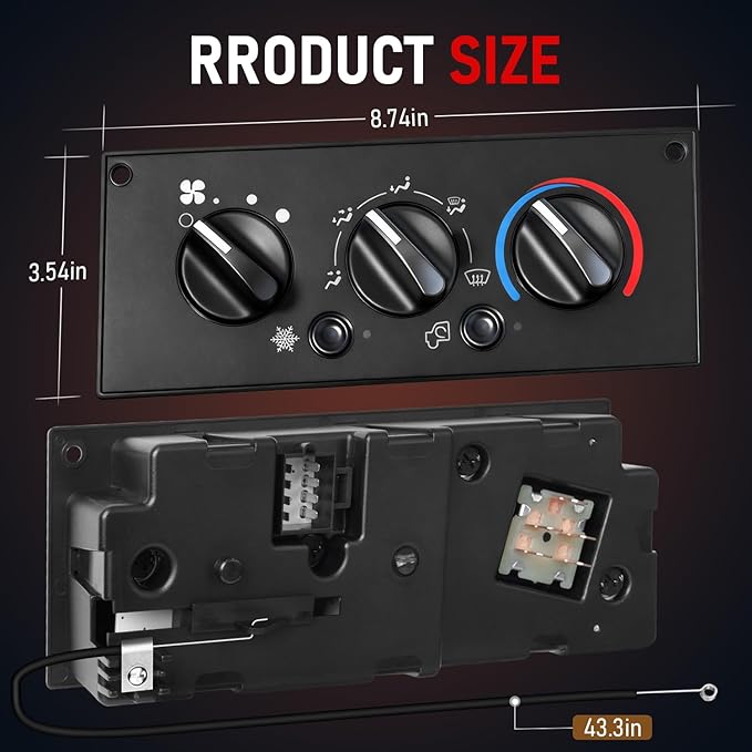 Front Climate Control Module 599-5511 Heavy Duty AC Control Panel Compatible with 2002-2006 Kenworth W900 T800 T600A C500 T300