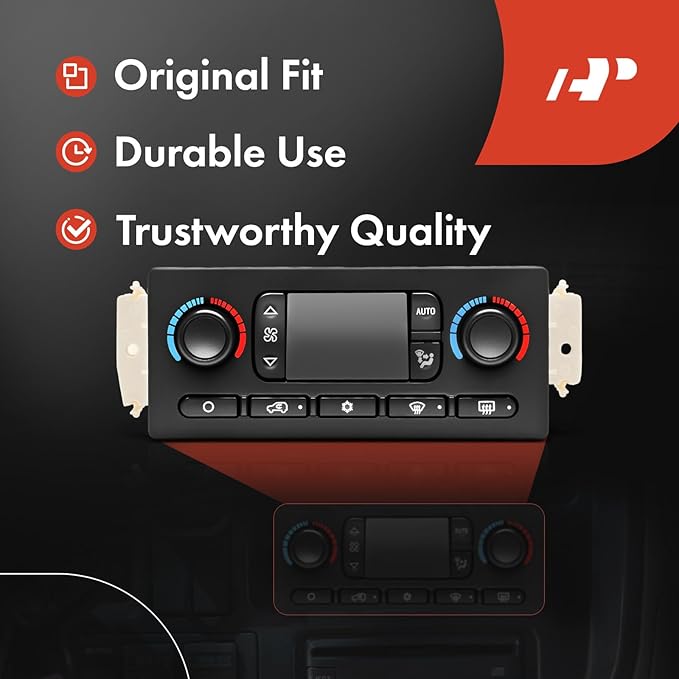 A-Premium Automatic Climate Control Module A/C & Heater Control Panel Compatible with Chevy, GMC & Cadillac - 2003 2004 Silverado, Sierra 1500/2500, Tahoe, Avalanche, Yukon - with Rear Window Defogger